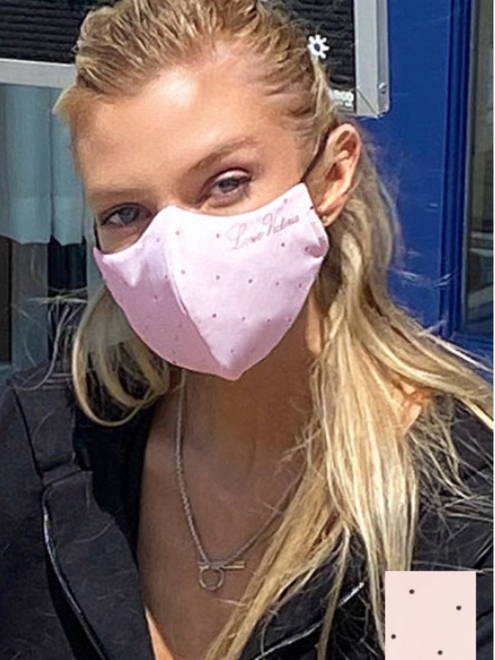 NWT VS Light Pink Polka Dots Face Mask